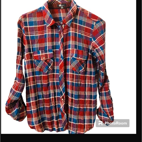 Kut from the Kloth Tops - Kut from the Kloth Plaid Button Down Natural Cotton Long Sleeves Top.